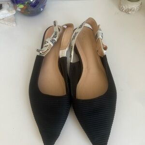 Black and White Women's Slingback Flats